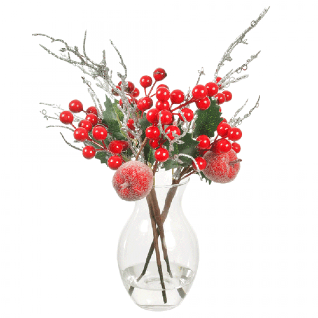 Christmas Flower Arrangements | Red Berries and Frosted Apples